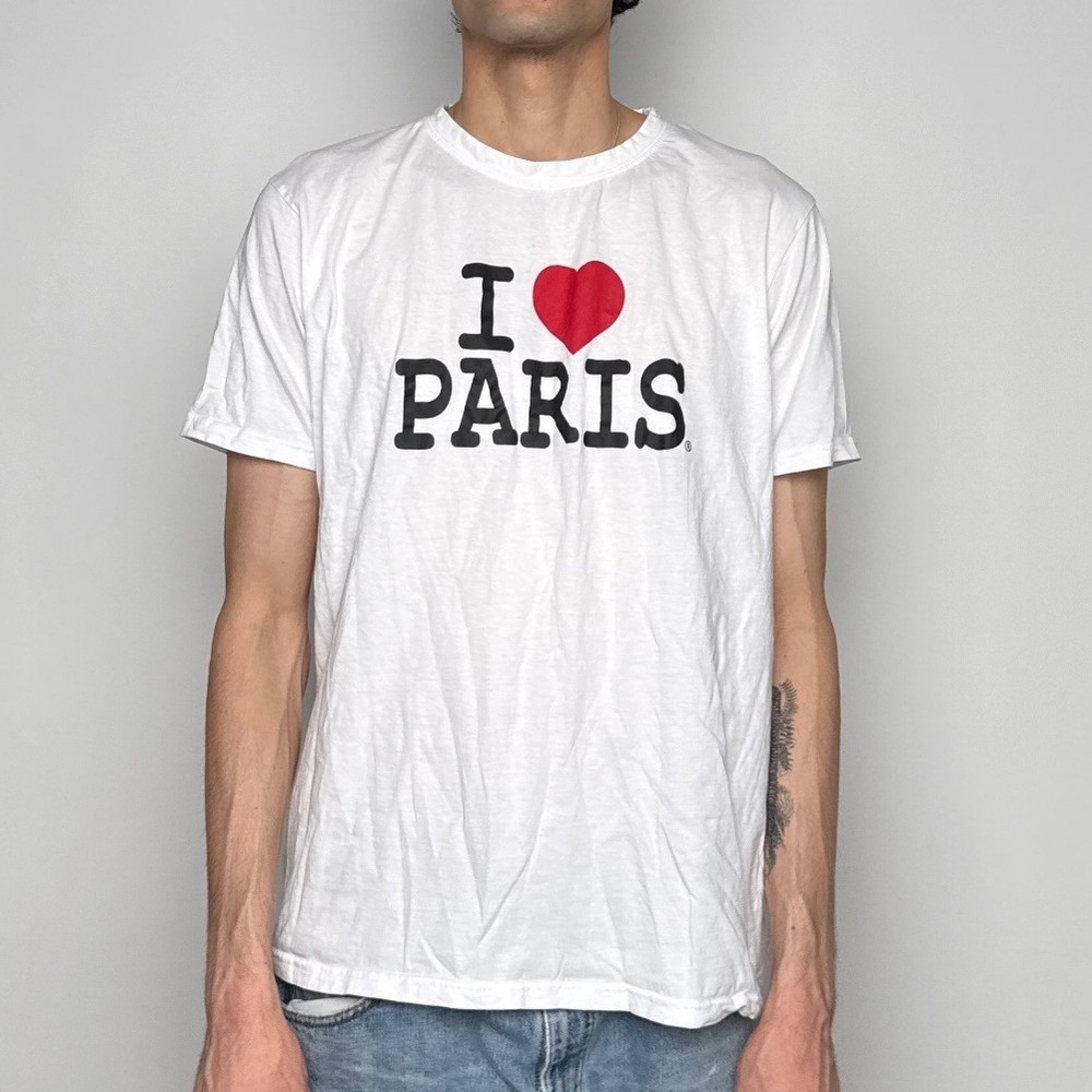 Mens I Love Paris Graphic T-Shirt White 100% Cotton XXL Souvenir Tee